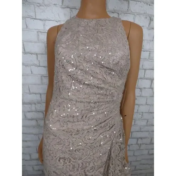 Alex Evenings Mother of Bride Ruffle Sequin Lace Gown in Buff 4 NEW - Picture 3 of 15